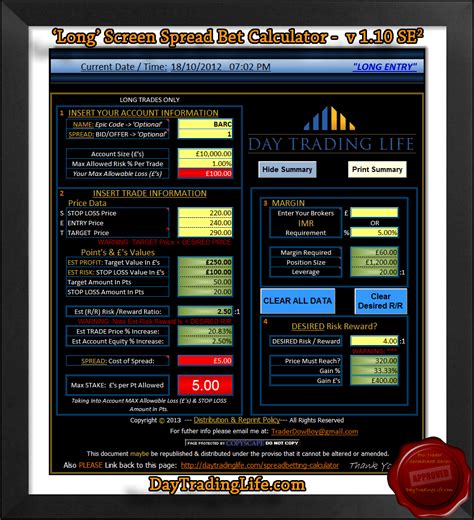 spread betting calculator